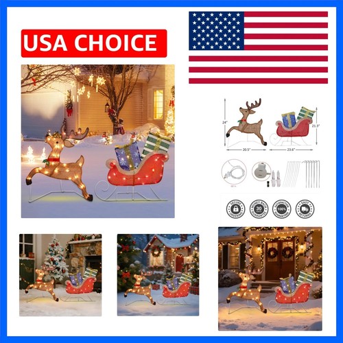 Babbo natale illuminato - babbo, slitta